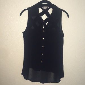 BCBG Sheer button down blouse